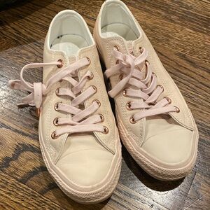 Women’s Converse All Star Low Top Pink Leather with Rose Gold Sneakers